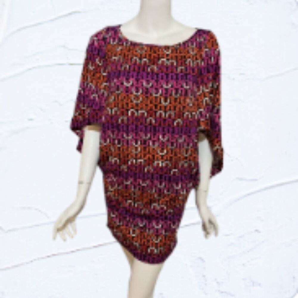 TRINA TURK Echo Black/Pink Multi Tunic Swim Coverup NWT Size MEDIUM